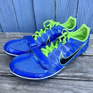 NIKE Men Track Shoe Size 8 Zoom Rival 456812-403 Racing Sprint Blue Neon Green